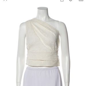 IRO ivory one shoulder crop top
